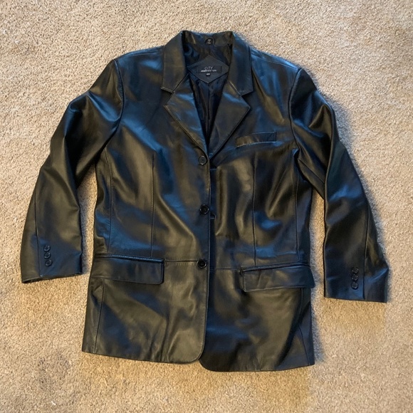 City Jones New York NY Mens Genuine Leather Blazer Sport Coat Jacket Black 40R - Picture 11 of 11